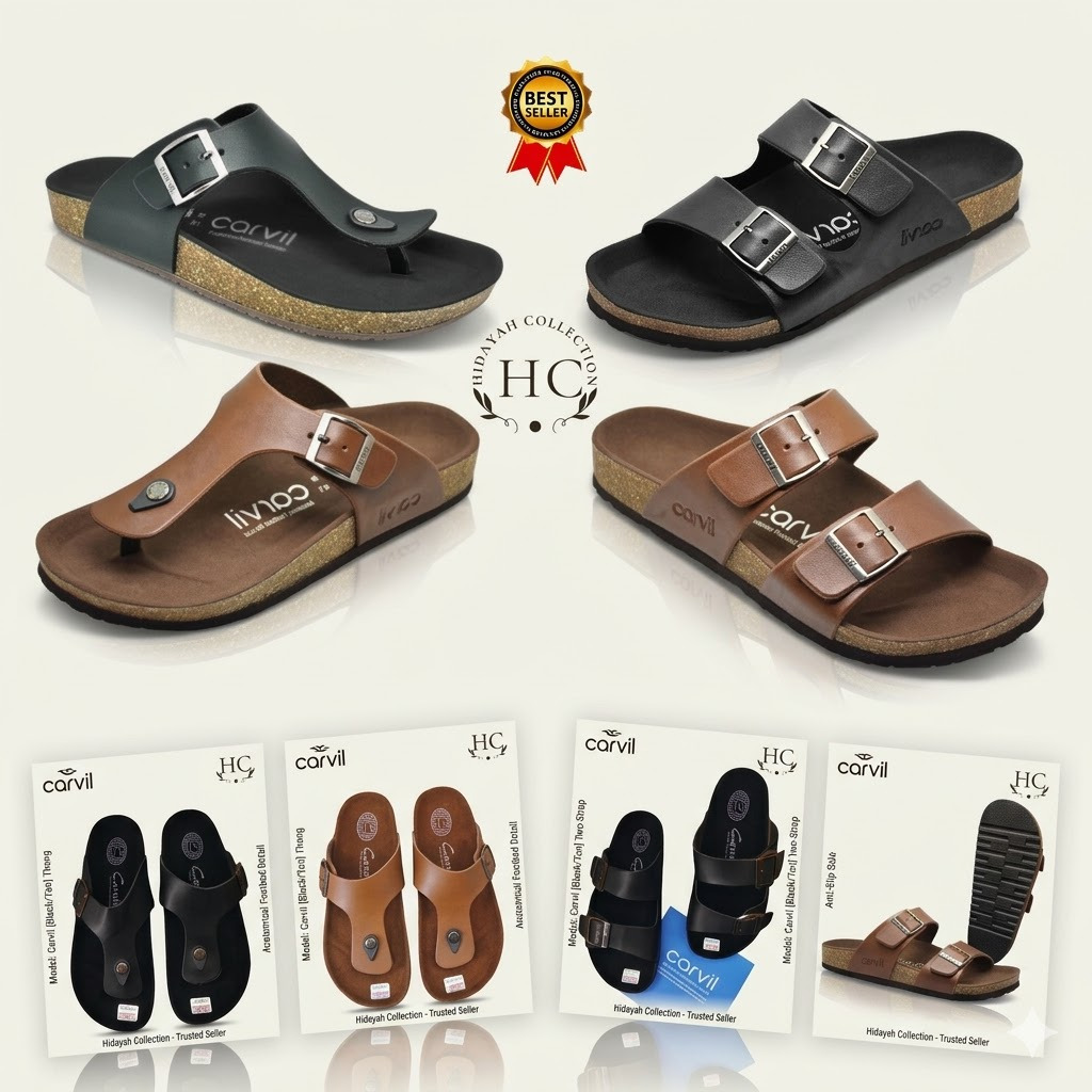 sandal carvil sandal kulit pria wanita sandal casual sandal jepit sandal murah