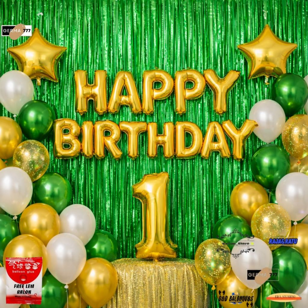 Paket 30pcs Balon Pastel Ulang Tahun Anak Balon Set Happy Birthday Gold Balon Hitam Putih Gold Hemat