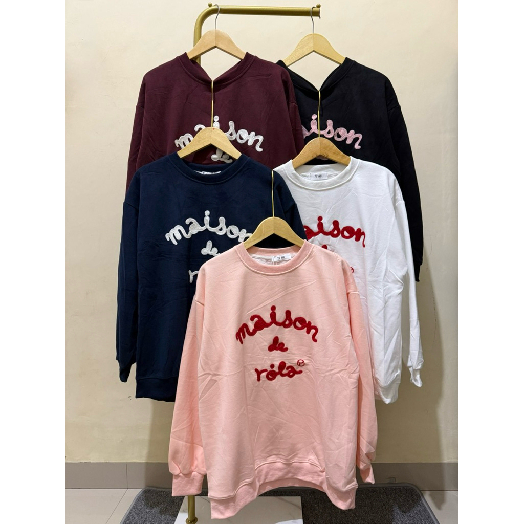 9695 Sweater Oversize MAIS0N DER0LA Motif Timbul lmpor Premium