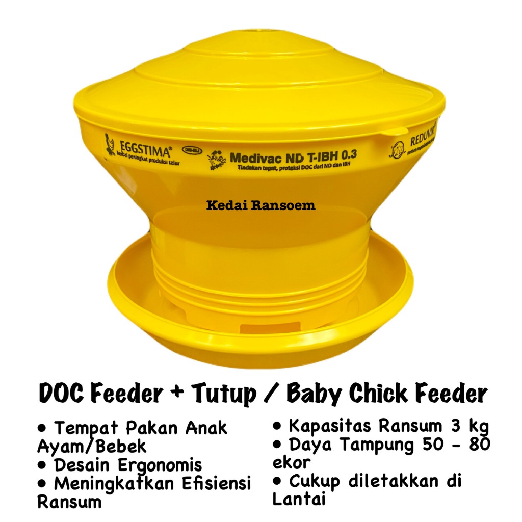 DOC Feeder | Tempat Pakan Anak Ayam + Tutup | Baby Chick Feeder | Bisa untuk Unggas, Bebek, Puyuh
