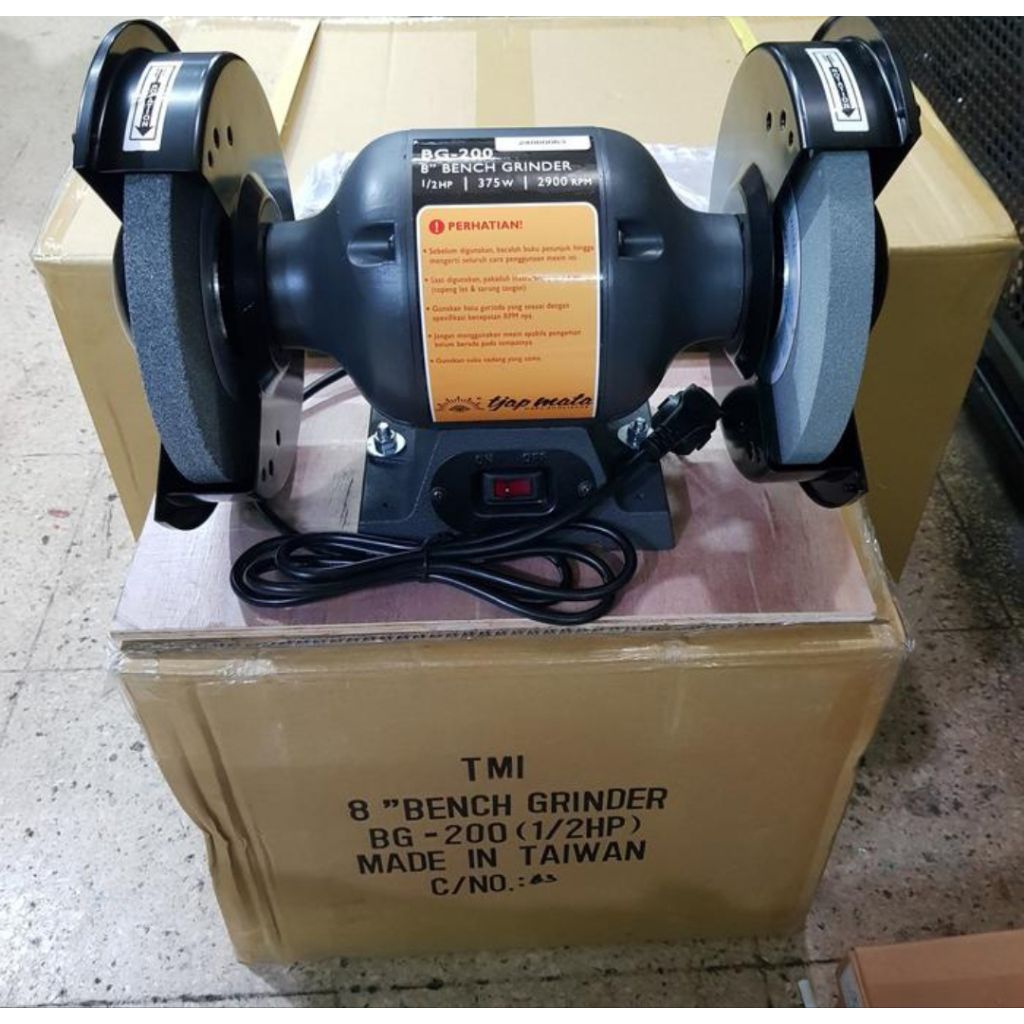 Mesin gerinda fuduk 8" bench grinder 375 watt Tjap mata