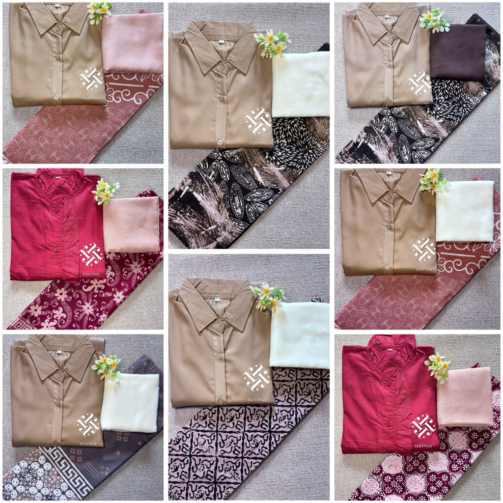SETELAN BAJU SANTRI WANITA 3in1  ( baju + kerudung + sarung batik) NYAMAN DAN SOPAN
