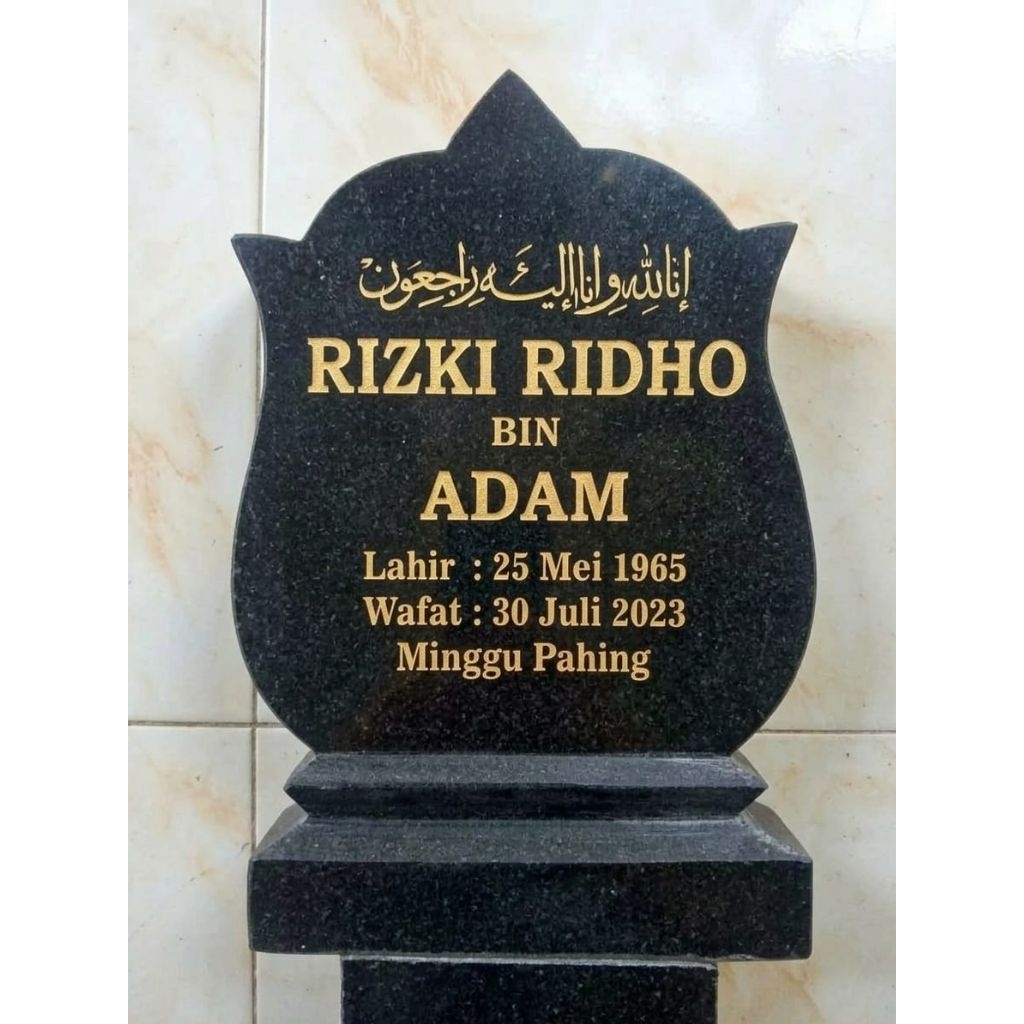 Nisan Marmer Hitam 1 Pcs| Batu Nisan Makam Muslim Ukir Nama Custom