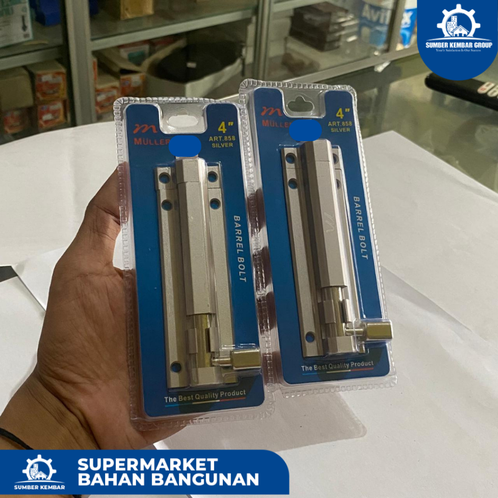 (1 PC) MULLER GRENDEL PINTU STAINLESS STEEL BC 2 3 4 INCH SILVER / BLACK | SJ ABADIE / GRENDEL PINTU