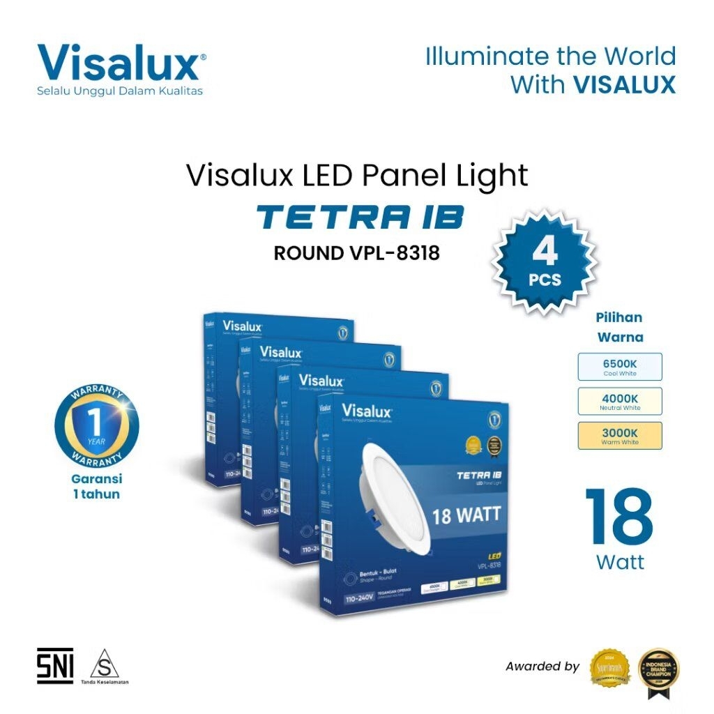 Visalux Tetra LED Panel Liaht InbowBundling Paket 4 pcs Lampu Plafon Rumah Downlight
