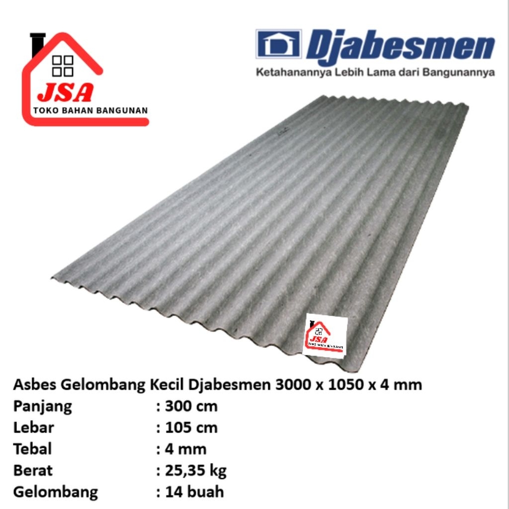 ATAP ASBES DJABESMEN UKURAN 3METER