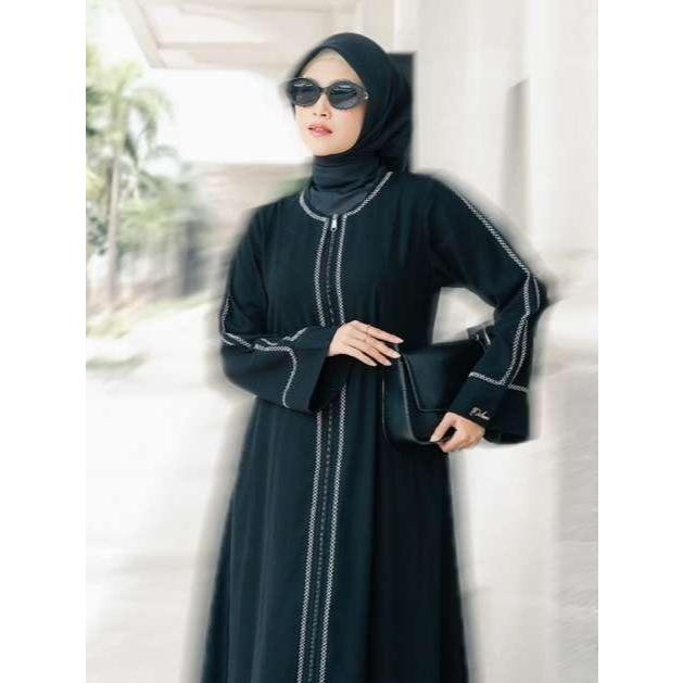 Gamis Abaya List putih Luxury by DNL - 001 busui friendly kepang wenwencollections muslim brand new 