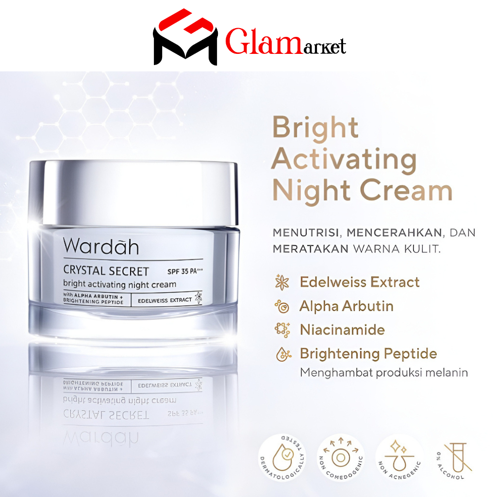 GLAM - WARDAH Crystal Secret Bright Activating NIGHT CREAM - White Secret - Krim Malam
