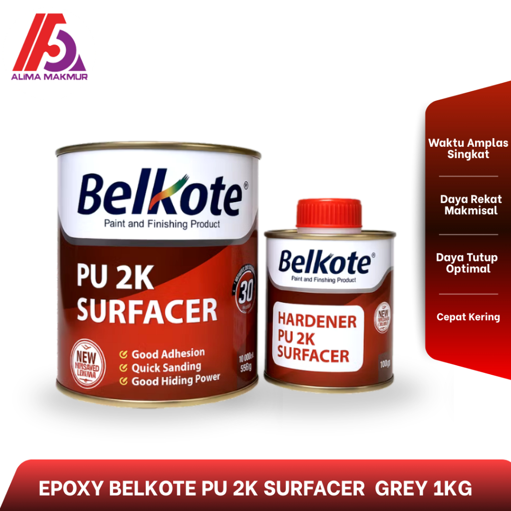 Epoxy Belkote PU 2K Surfacer Grey 1KG / Epoxy Belkote Grey / Poxy Belkote Abu Abu