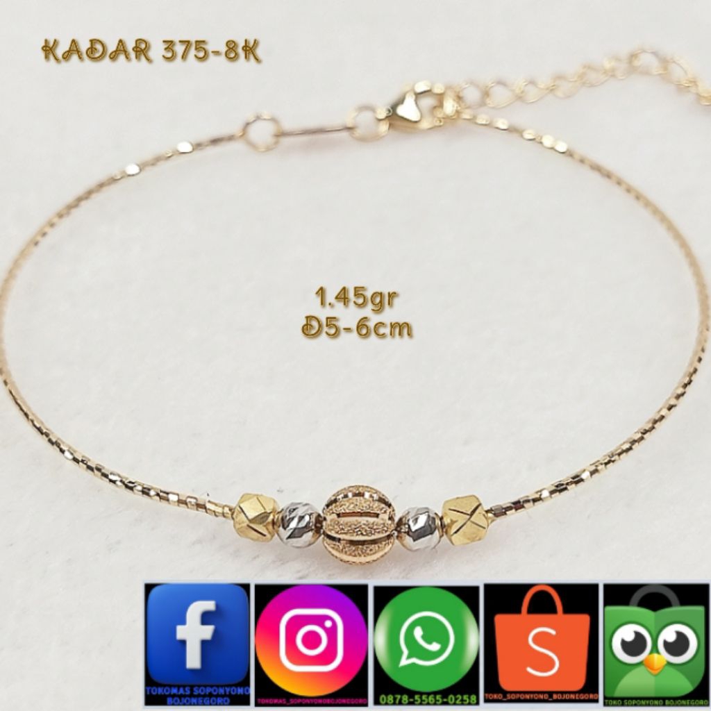 GELANG CHOCKER CANDY 3 WARNA, KADAR 375-8K
