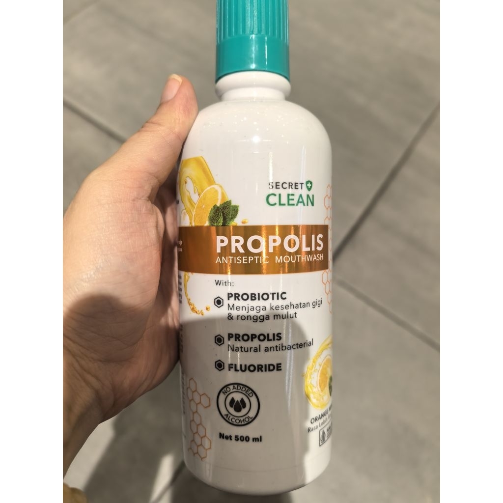 SECRET CLEAN PROPOLIS ANTISEPTIC MOUTHWASH ORANGE MINT 500ML. PROPOLIS MOUTHWASH