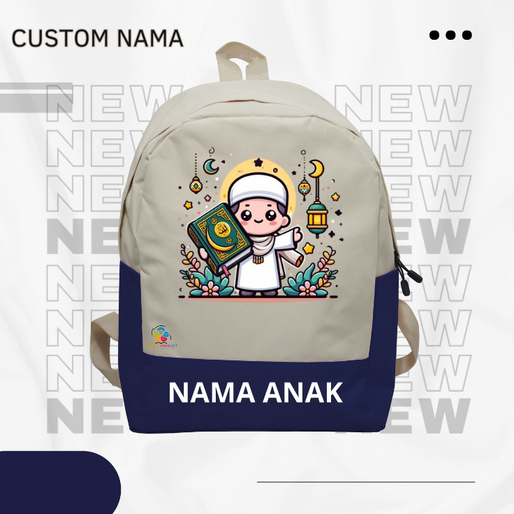 Tas Ransel Backpack Anak - Tas Ransel Backpack Motif Cowo Bawa Al Qur'an - Tas Ransel Backpack Anak 