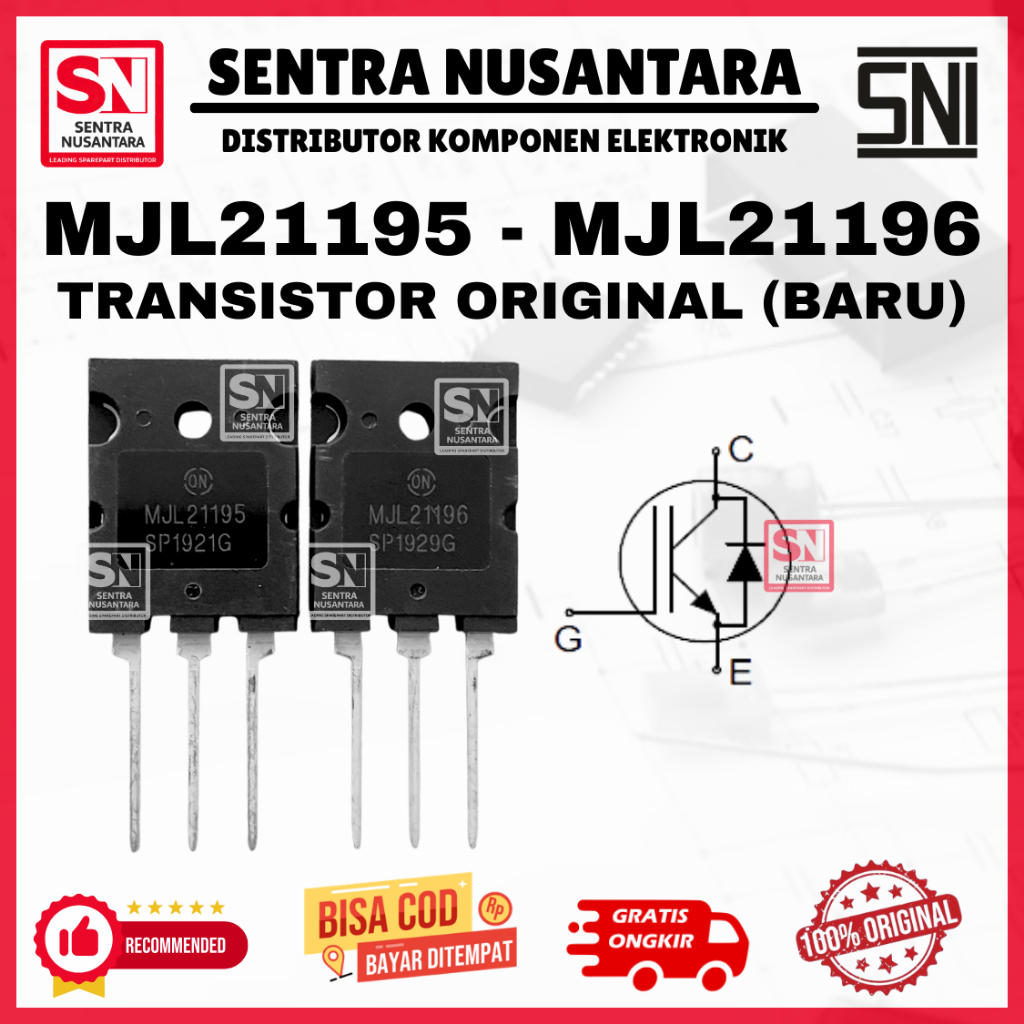 MJL21195 MJL21196 1 set Original ON Semiconductor  | Transistor MJL 21195 MJL 21196 ASLI | MJL 21195