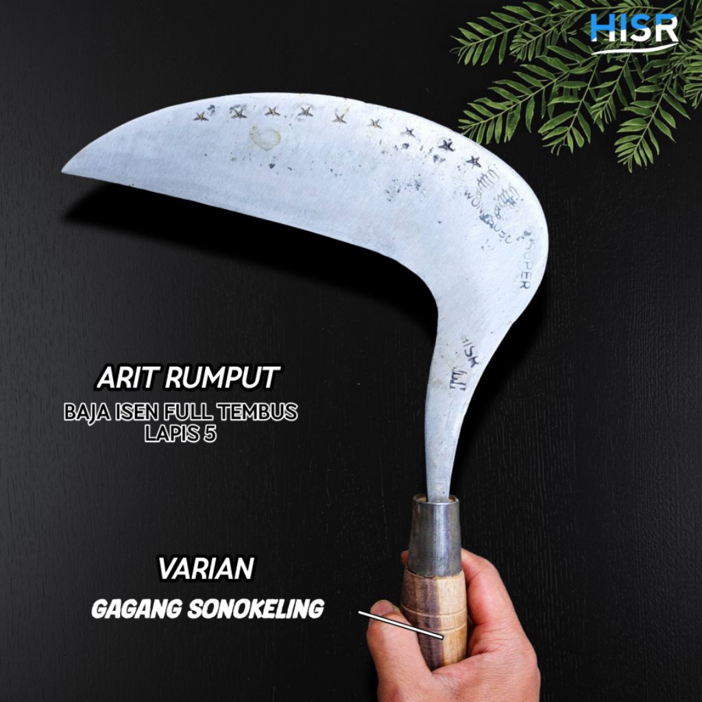 Arit rumput cengkrong lapis 5 bahan baja isen full tembus super tajam