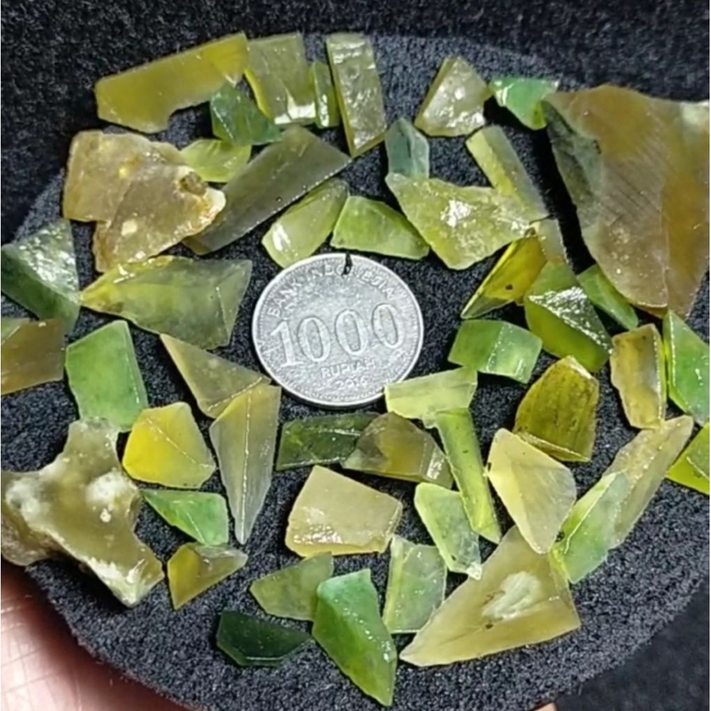 X31 - 50 Pcs - Batu Idocrase ACEH Potekan - Serpentine Lumut Ice Jade Solar Lumut Murah