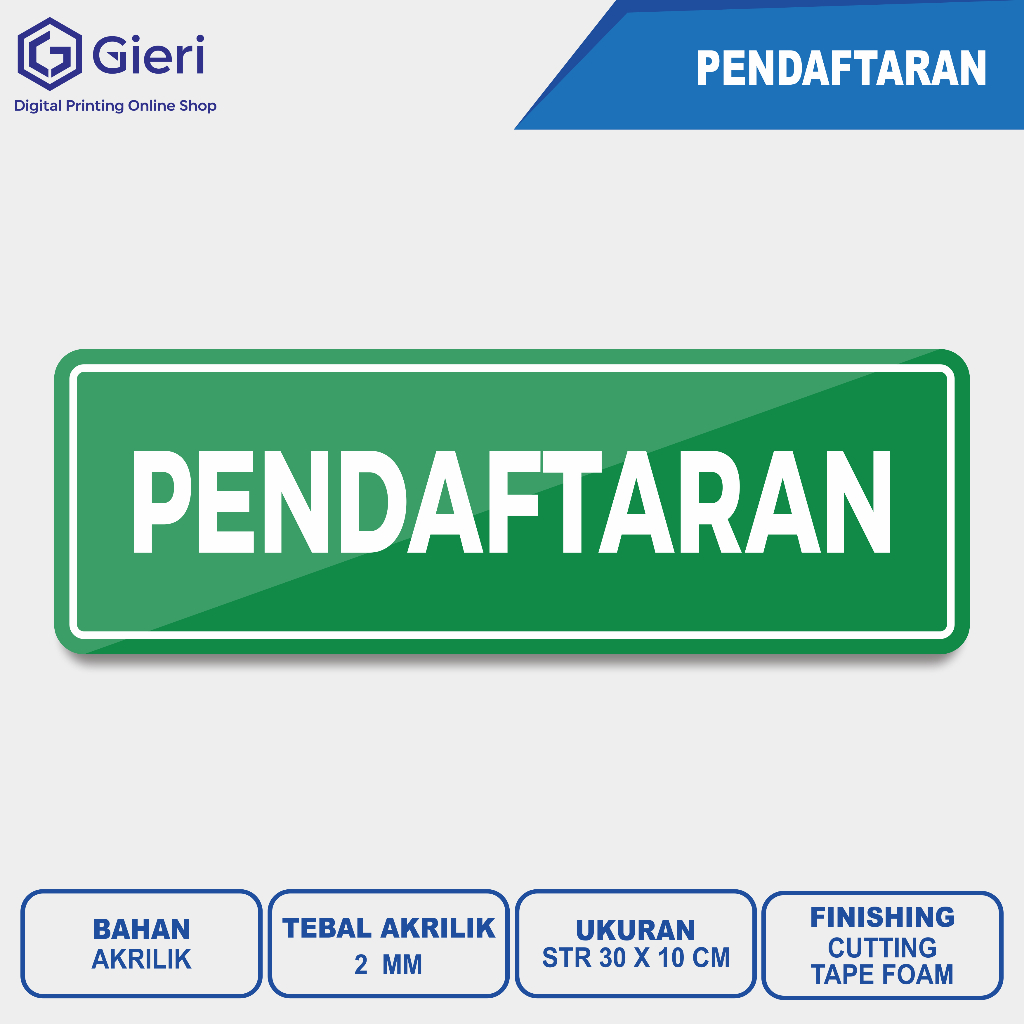 Pendaftaran / Papan Nama Ruang / Bahan Akrilik / Bahan Stiker