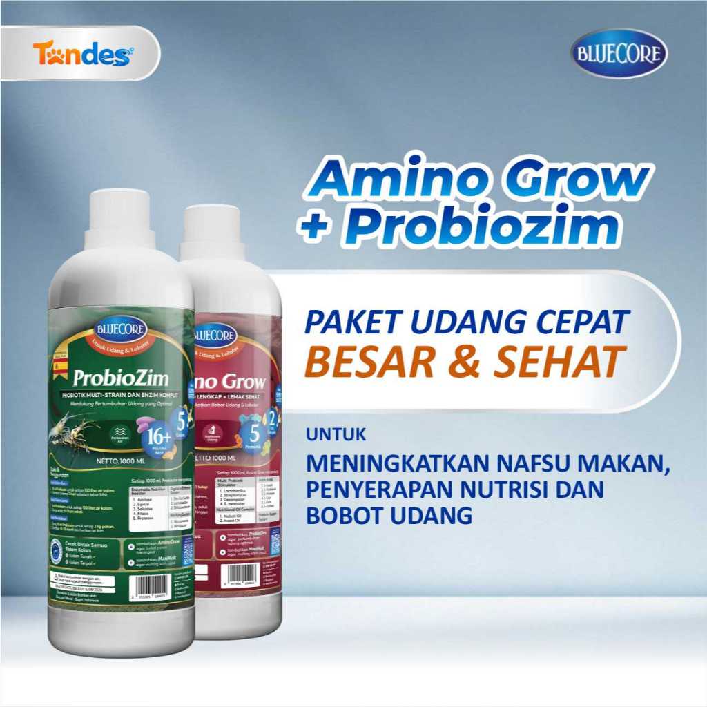Bluecore Amino Grow ProbioZim Suplemen Udang Vaname Lobster Probiotik Tambak Penambah Bobot
