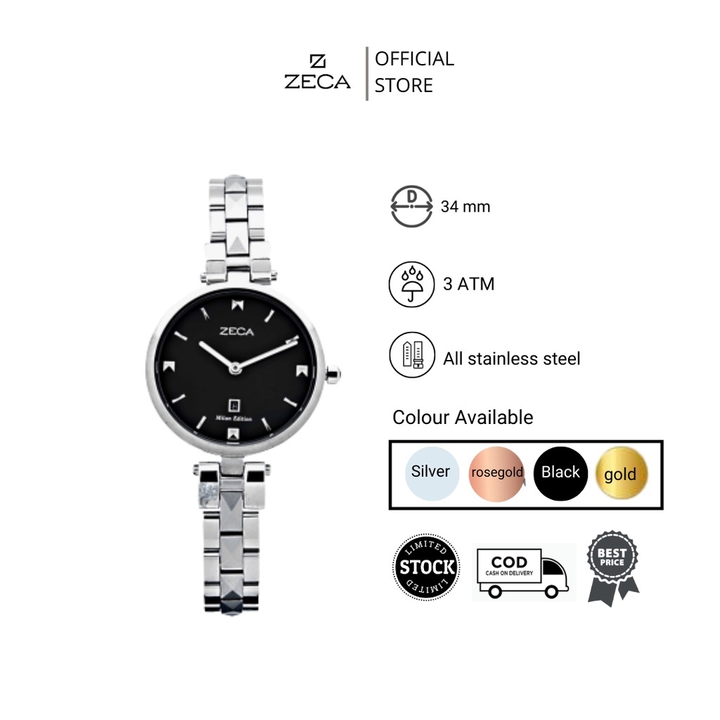 Zeca  Jam Tangan Wanita Original Stainless Steel 196L Series