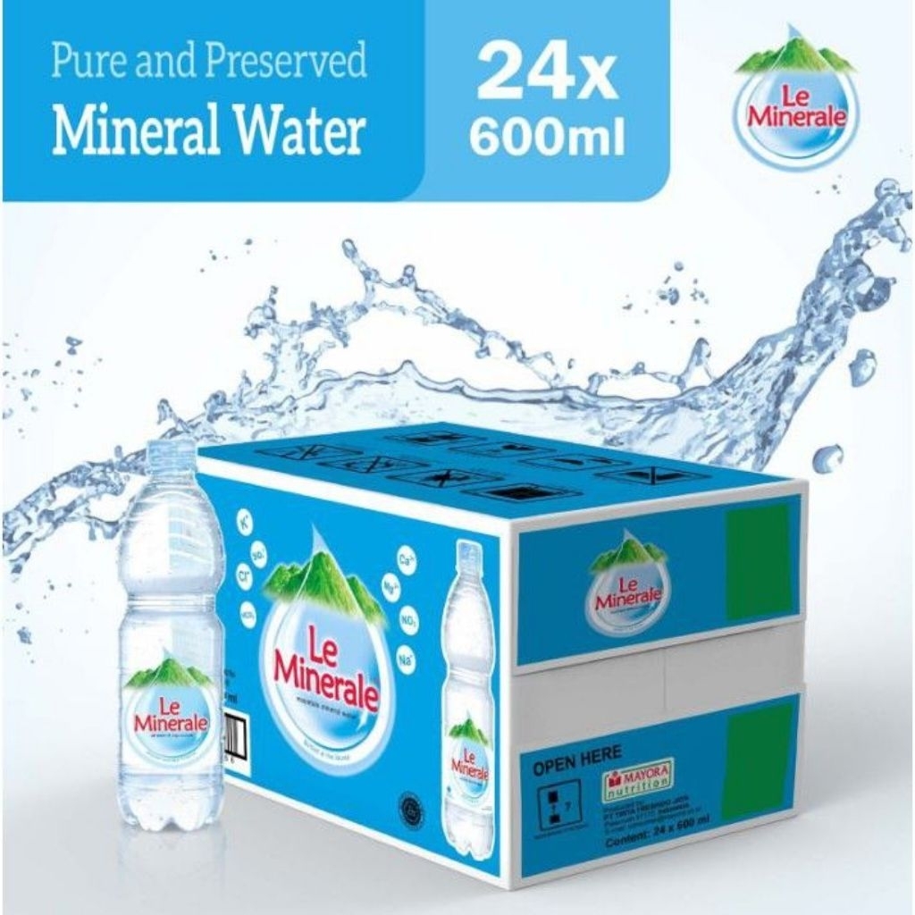 Le Minerale Air Mineral 600ml - 1 Dus (Isi 24 Botol) - Air Pegunungan Asli
