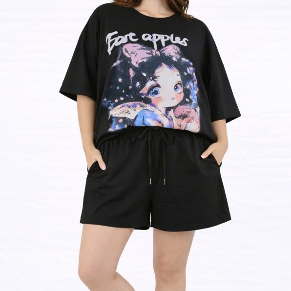 SETELAN/ONE SET JUMBO KAOS PREMIUM WARNA HITAM DAN PUTIH