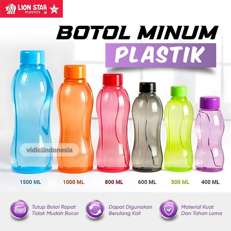 LENGKAP Botol Minum Lion Star Ukuran 400ML/600ML/800ML/100ML/1500ML / Botol Minum Plastik