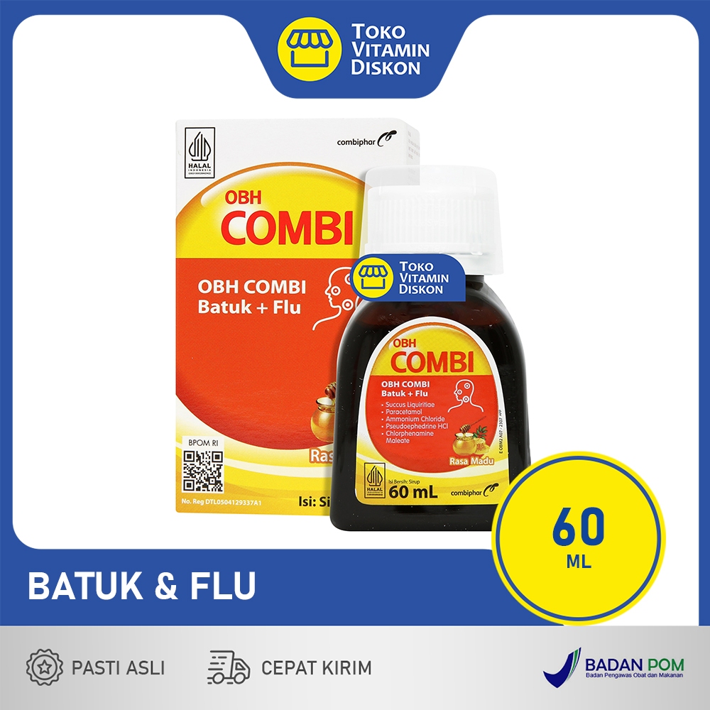 OBH COMBI BATUK FLU MADU | OBAT BATUK DAN FLU, PARACETAMOL, DEMAM, SAKIT KEPALA, MELEGAKAN TENGGOROK