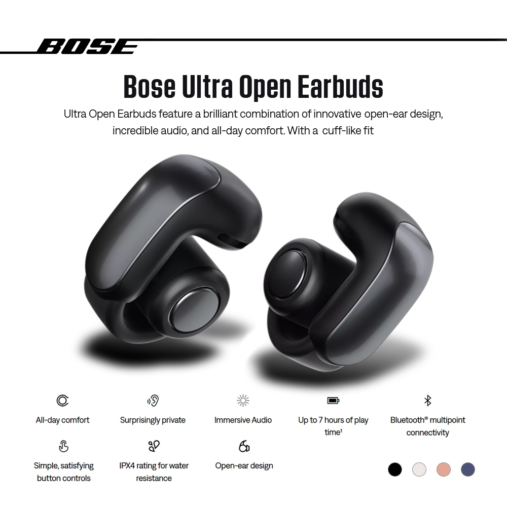 BOSE Ultra Open Earbuds Open Ear Bluetooth Wireless Earclip IPX4 Multi-point Black New Original 7.5 