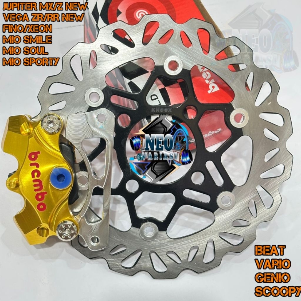 PAKET KALIPER+BREKET+PIRINGAN DEPAN BEAT, VARIP, SCOOPY, GENIO, MIO SPORTY, MIO SMILE, MIO SOUL, JUP