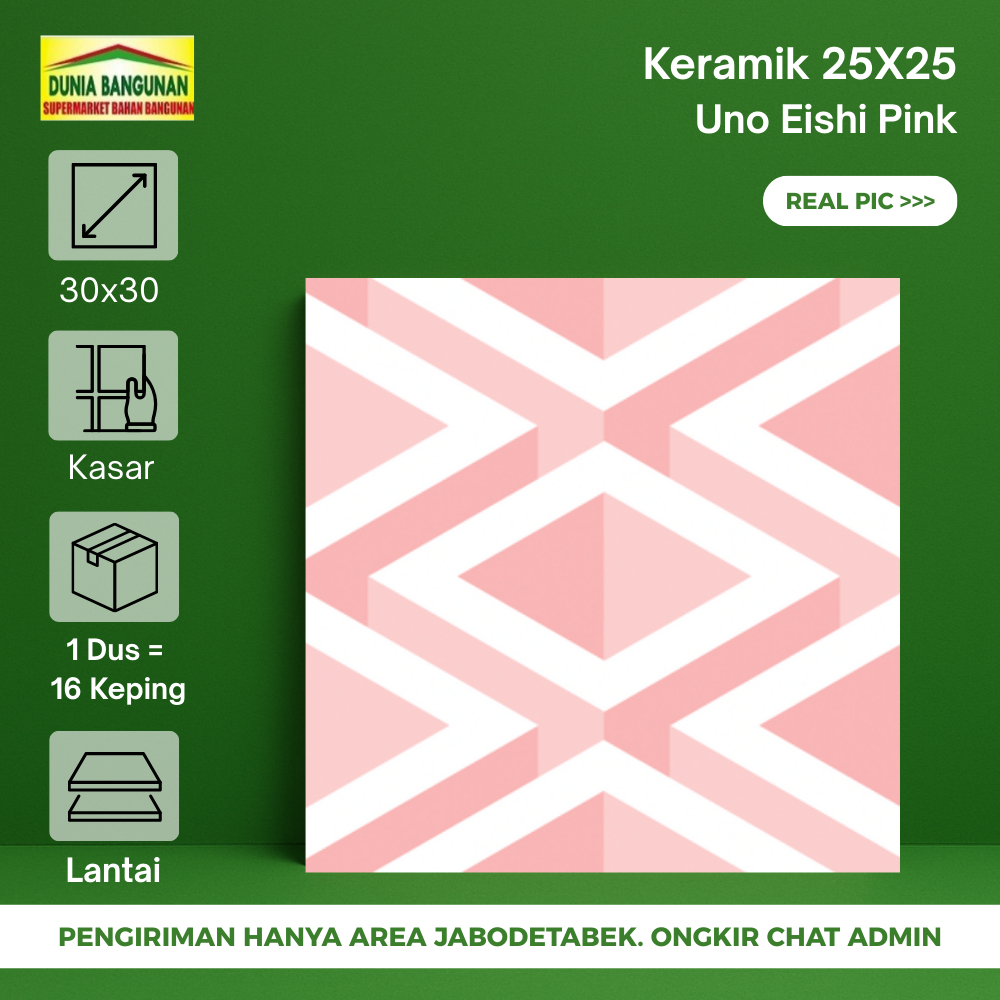 Keramik Lantai Kamar Mandi UNO 25X25 Eishi Pink KW1 Keramik Lantai