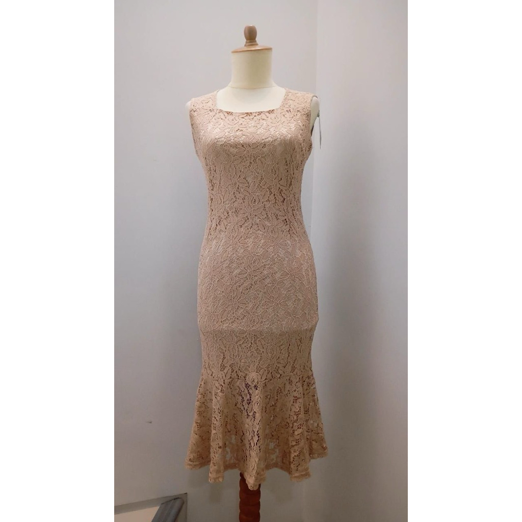 NEW Dress Brokat Nude color warna kulit