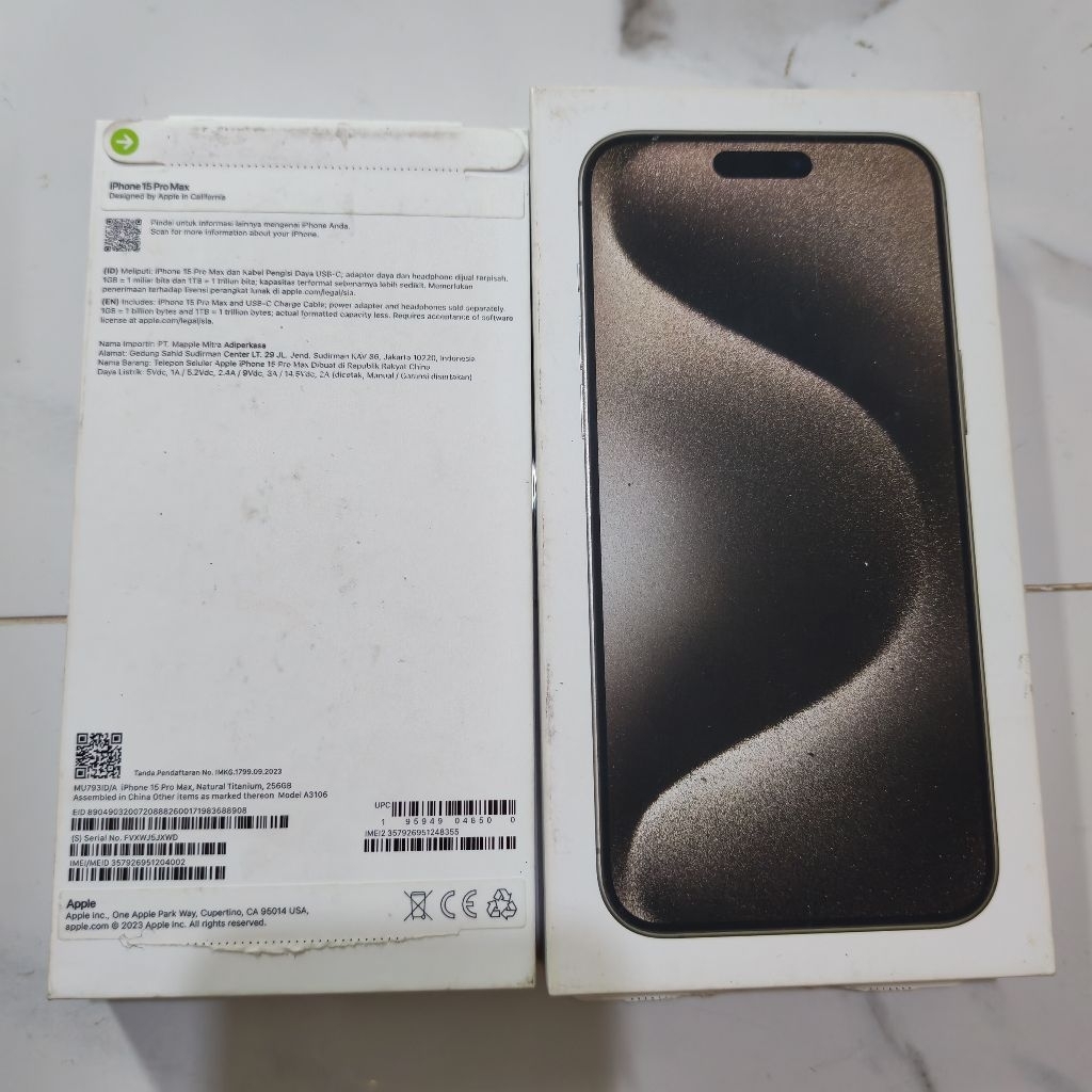 Dus iphone 15 pro max natural titanium tanpa buku