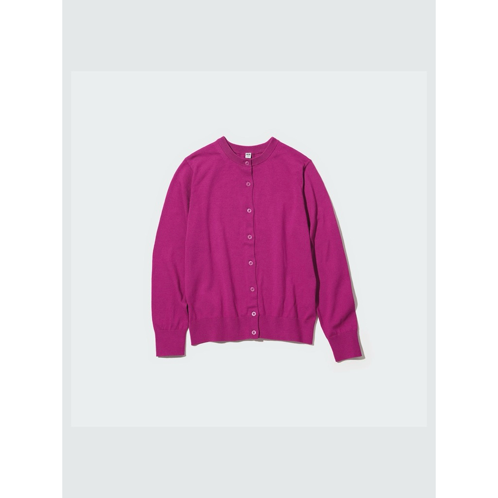 UNIQLO UV PROTECTION ONECK CARDIGAN IN PINK MAGENTA (M)