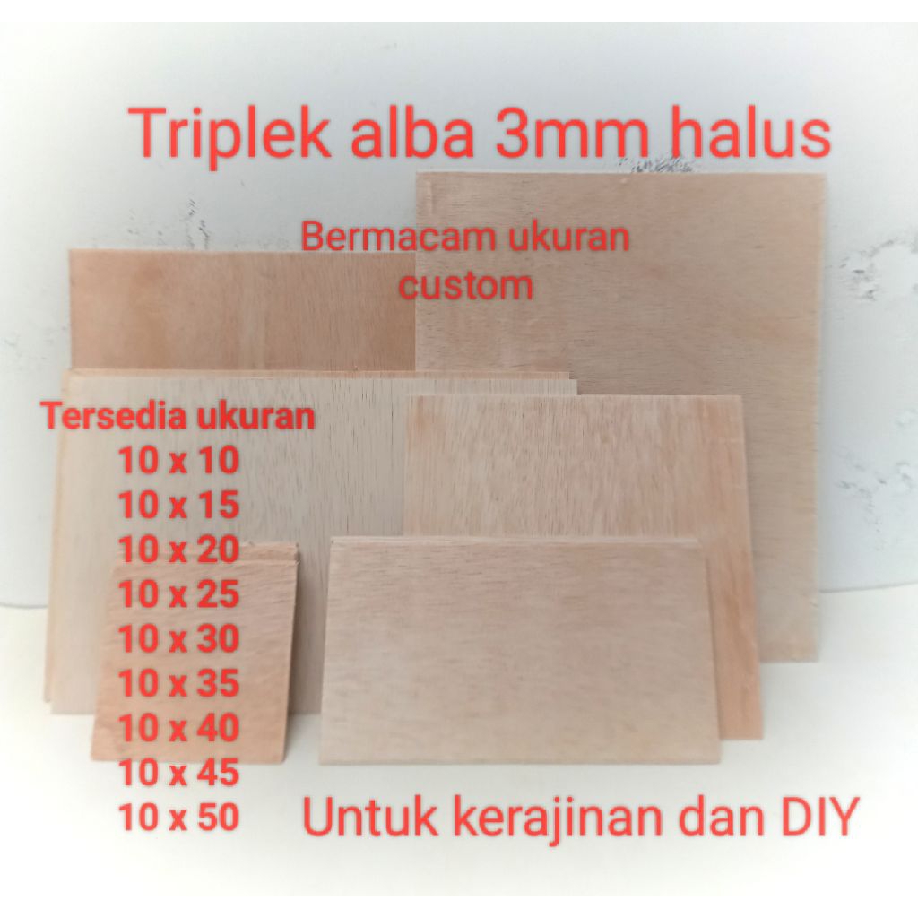 papan triplek kayu sengon/Alba tebal 3mm ukuran custome