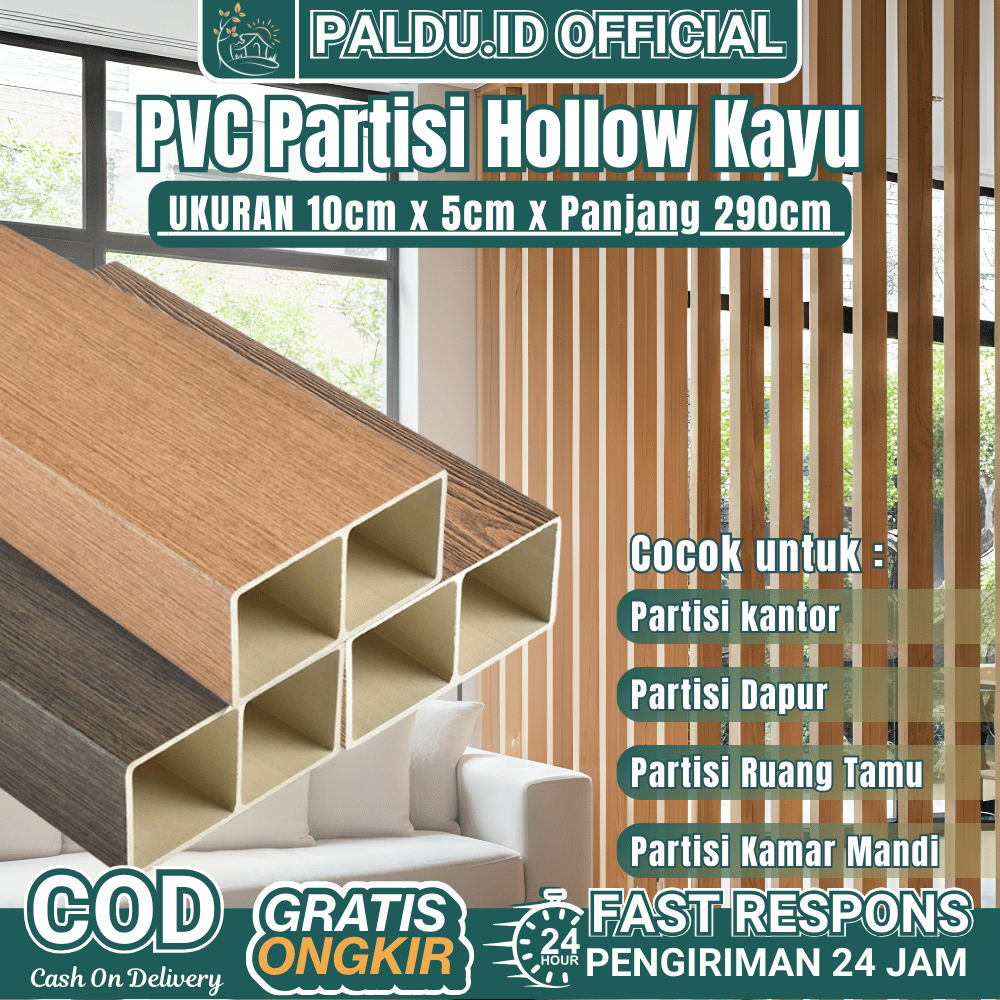 WALL PANEL PVC Hollow Kayu kisi kisi Panel WPC kotak 5x10x290cm