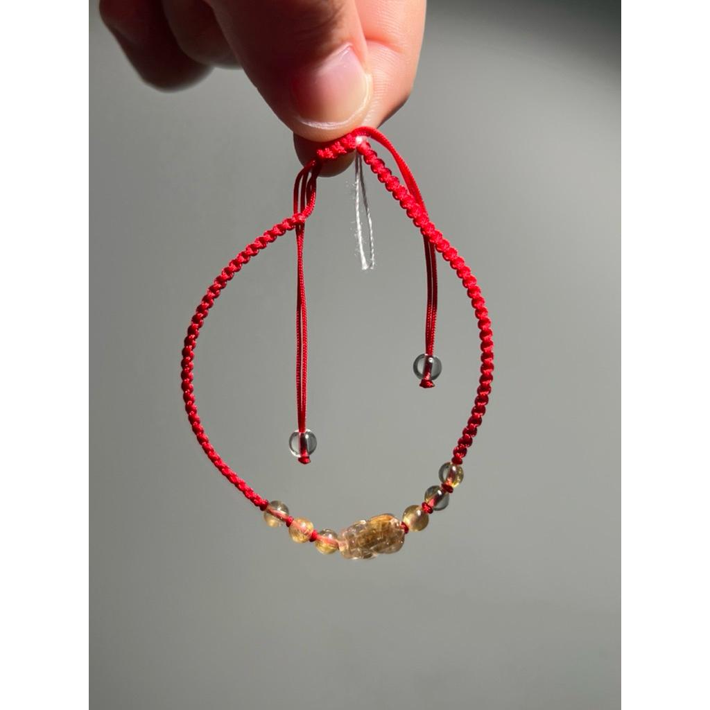 Gelang Golden Rutilated Quartz Pixiu Wrapping – Crystal Luck & Prosperity Bracelet