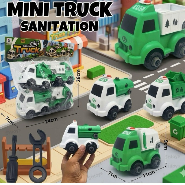 Mainan Edukasi anak Mobil DIY mini truk 4pcs Terbaru/BP8090 ktg