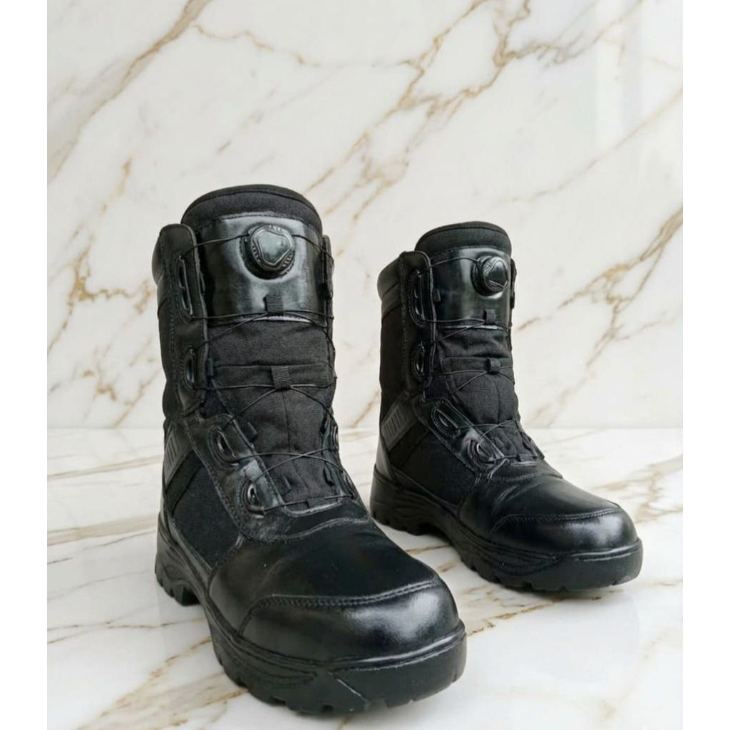 sepatu PDL tali putar tactical second bahan kulit asli