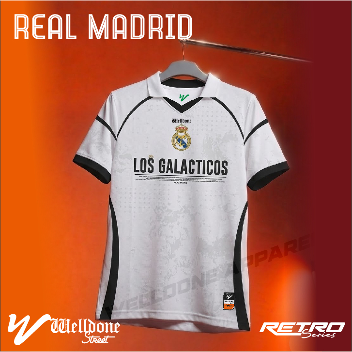 WELLDONE  JERSEY RETRO REAL MADRID PUTIH / JERSEY BOLA / JERSEY SUPPORTER /JERSEY VINTAGE / JERSY CL
