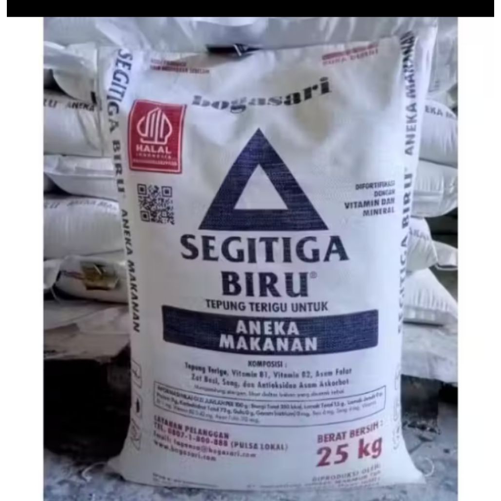 1 zak karung tepung terigu segitiga biru Bogasari harga grosir murah toko sembako Bandung bisa kirim