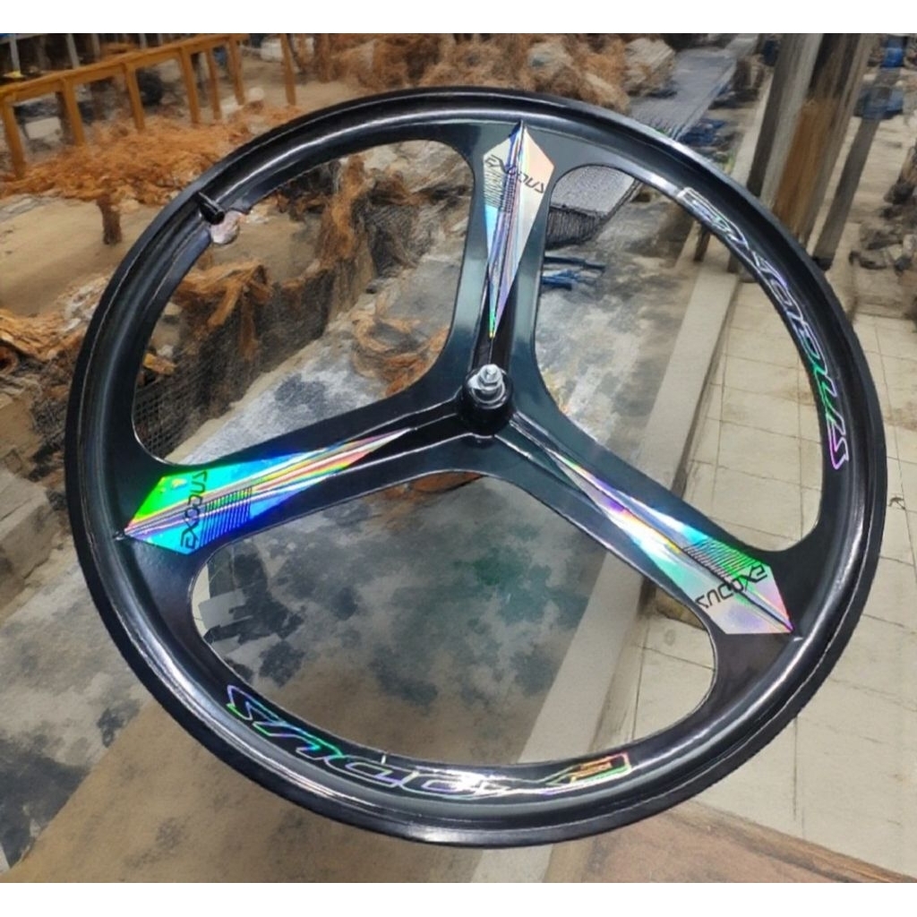 velg rims depan palang tiga trispoke fixie 700c exodus alloy bearing