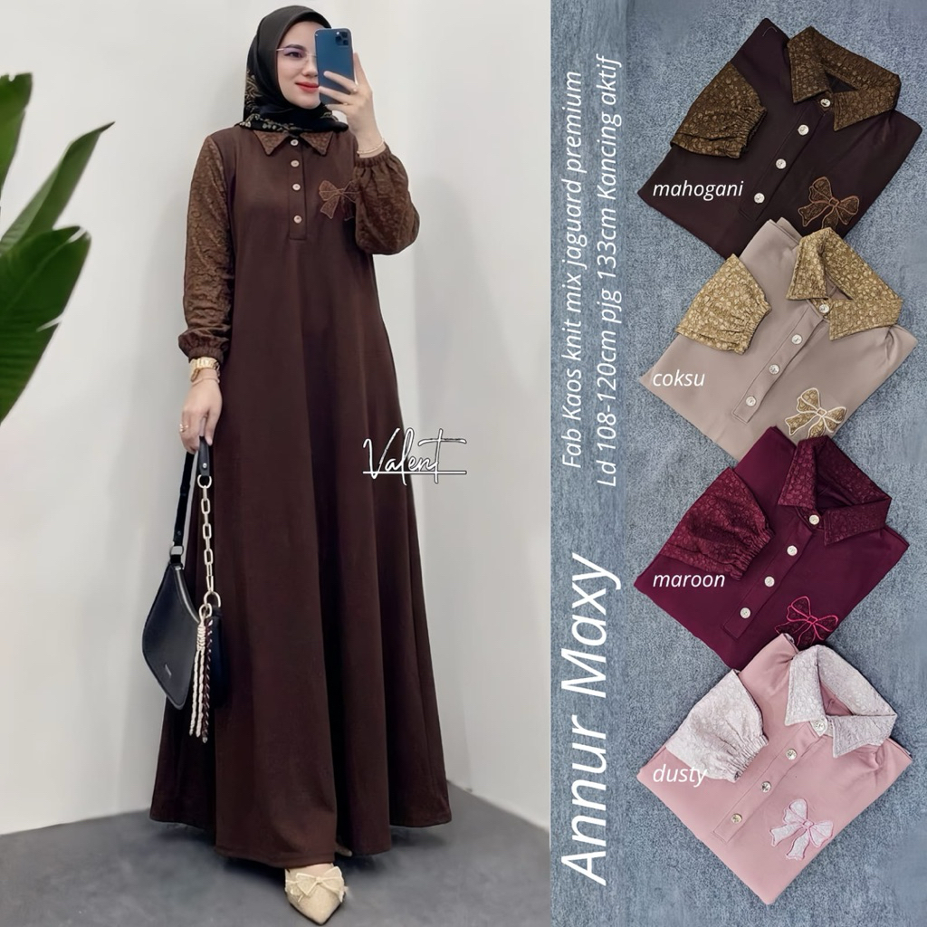Dress Annur Maxy Fab Kaos Knit Mix Jaguard