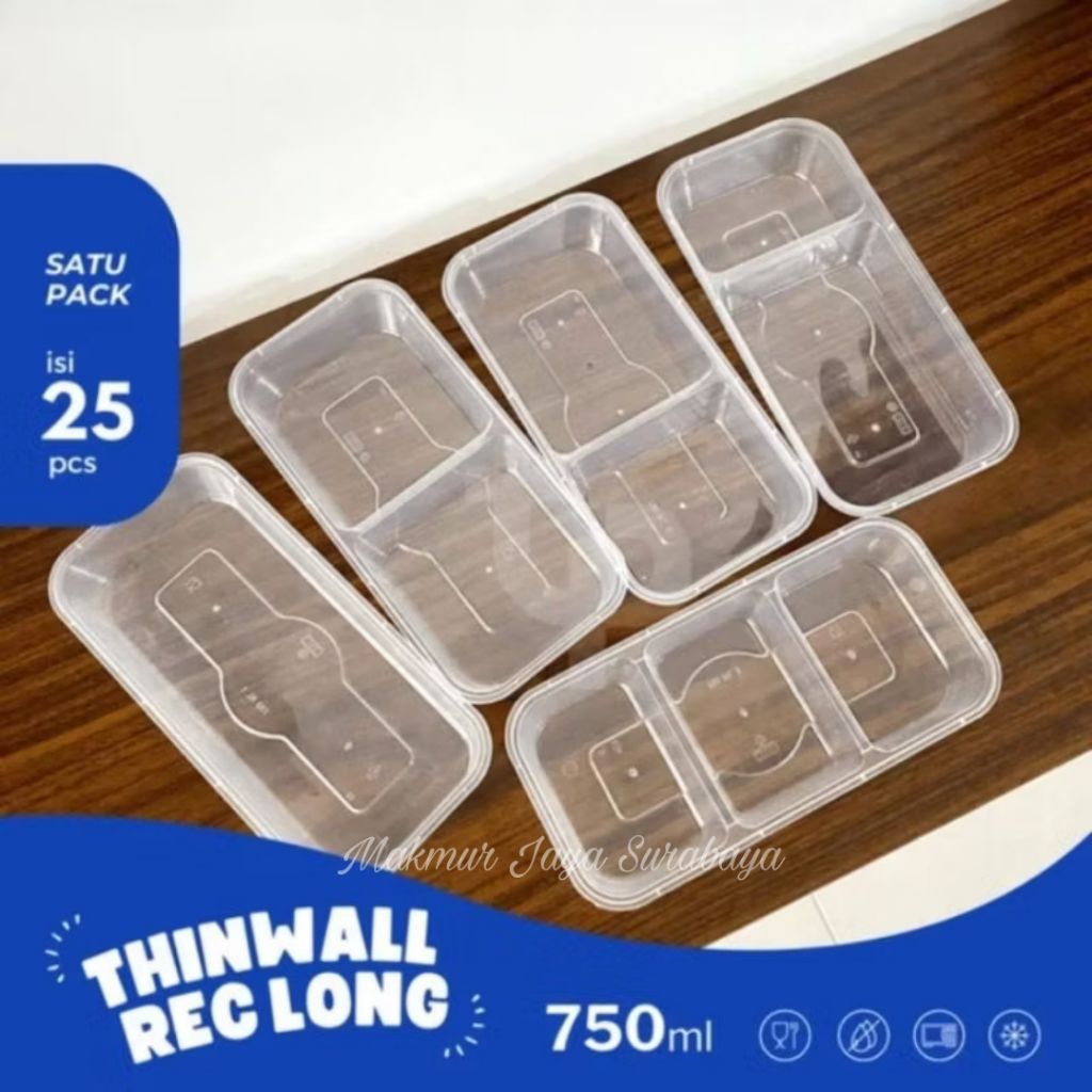 (5 pcs) Thinwall Klir RL 3/Rec Long 3/Thinwall Sekat 3/Thinwall 750ml Sekat 3/Kotak Plastik Sekat 3
