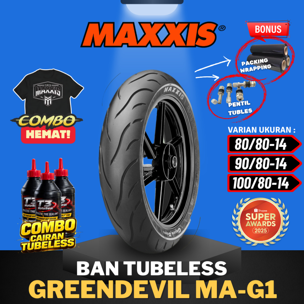 [READY COD] (PRODUKSI TERBARU) BAN MAXXIS GREEN DEVIL - ( 80/80-14 / 90/80-14 / 100/80-14 ) BAN TUBE