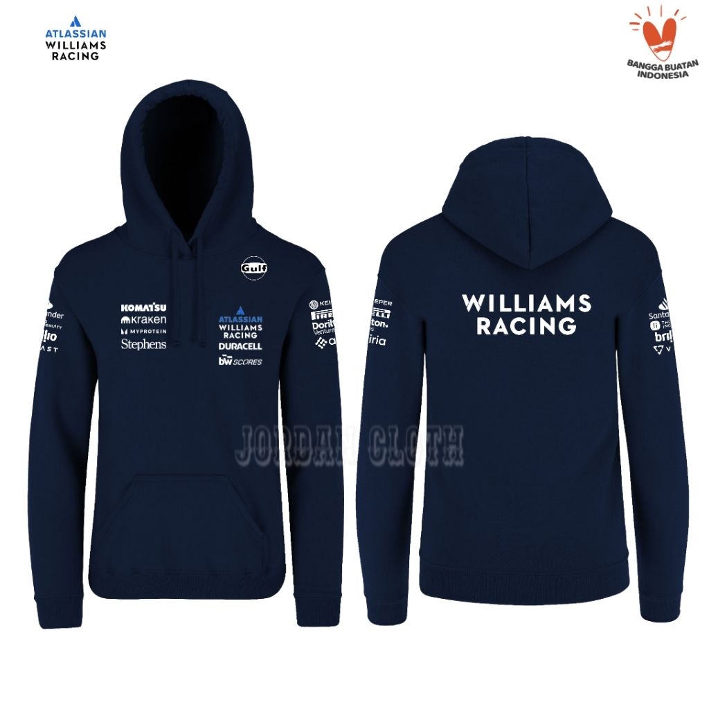 Hoodie Jaket Sweater Team Atlassian Williams Racing F1