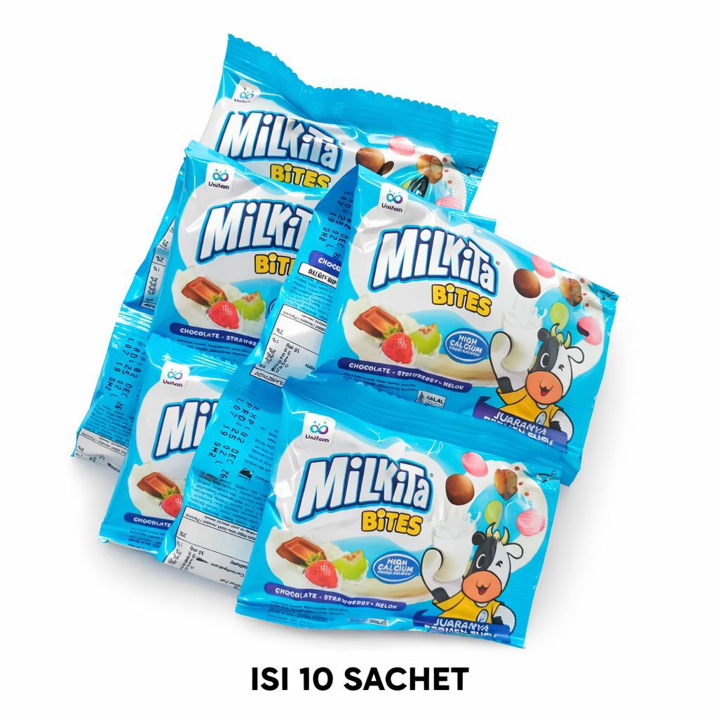 Milkita Bites Permen Susu Aneka Rasa Isi 10 Sachet Original High Calcium Snack Anak