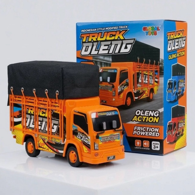 Mainan Mobil Truck Oleng Indonesia Style | Truk Mainan Anak Friction Powered Lampu & Suara | Truck O
