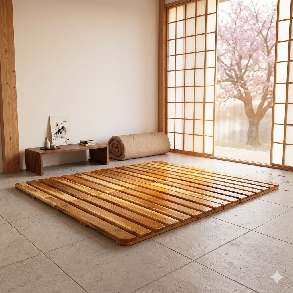 Dipan Minimalis Palet Alas Kasur Ukuran 140x200 cm Bahan Kayu Jati Jawa Solid - senaly -
