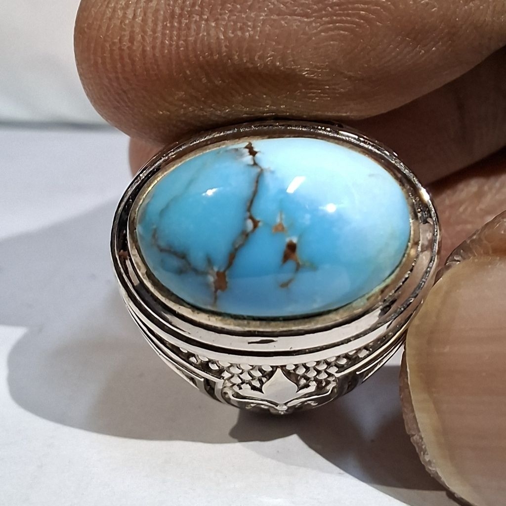 PIRUS MESIR BIRU LAUT GRADASI PUTIH EST DIM 14x9x7 RING 7