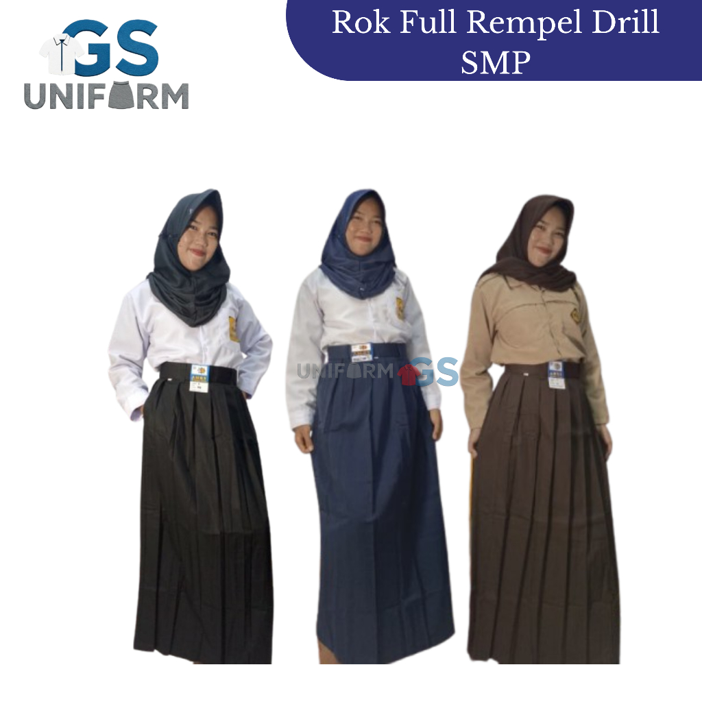 Rok Sekolah SMP Rok Panjang Rempel Full SMP Seragam Sekolah By AmryCollection (DRILL)