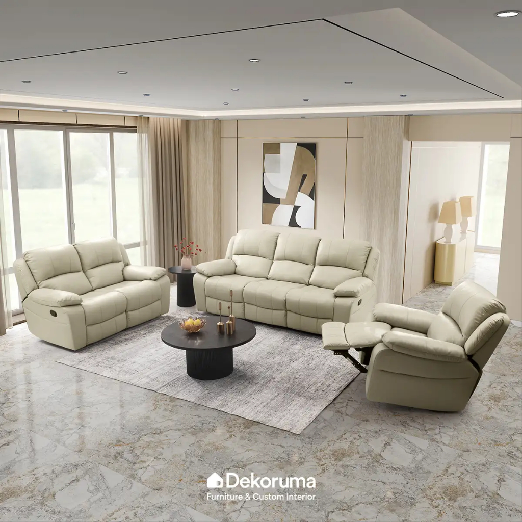 Dekoruma Tenzo CAMDEN Sofa Recliner / Sofa Kulit Adjustable / Sofa Keluarga Premium